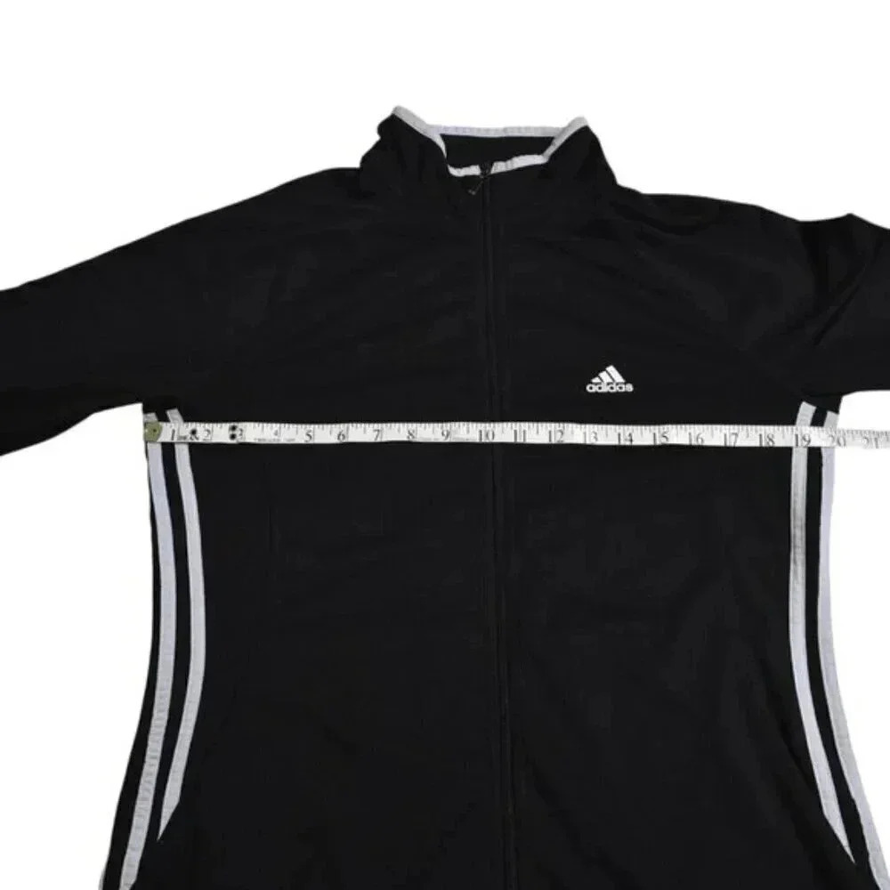 Adidas  Black Full Zip Track Jacket 3 Stripes Lightweight Women's Size Large - Picture 4 of 8